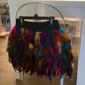 Custom feathered mini skirt
